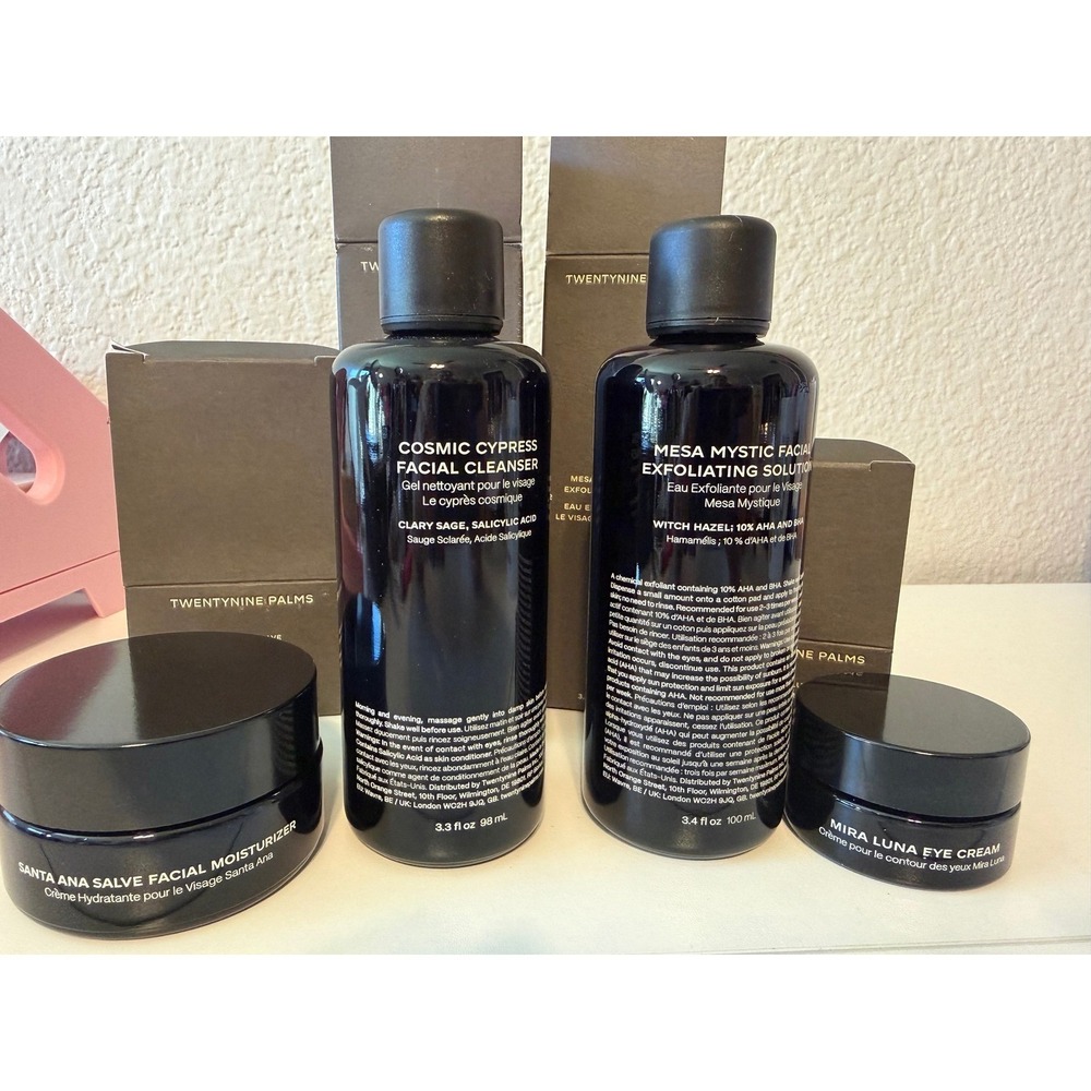 Twentynine Palms Skincare Set Cleanser Exfoliator Moisturizer Eye Cream NIB - Picture 2 of 8